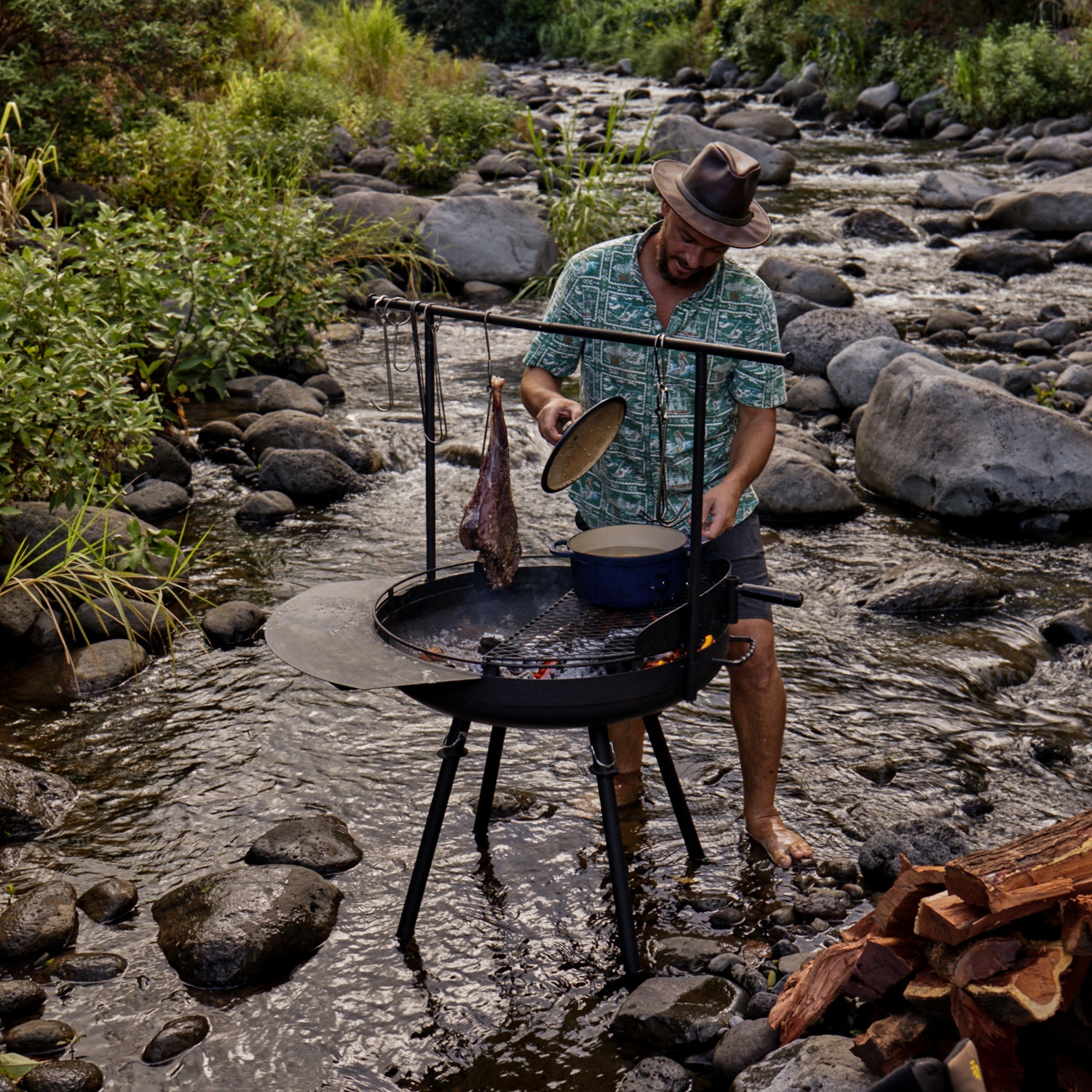 Cowboy Fire Pit Grill - Open-Fire Cooking | Barebones