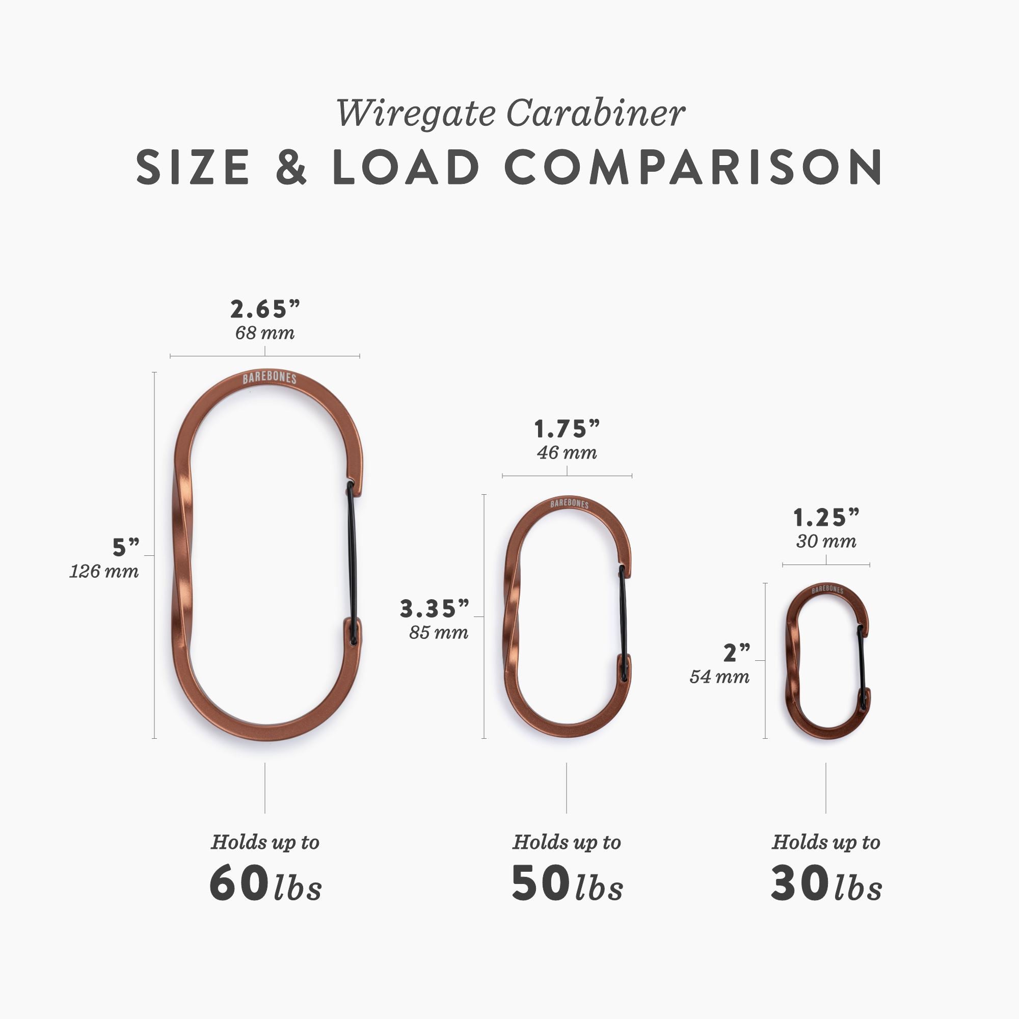 Wiregate Carabiners - 3 Sizes